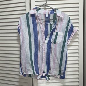 NWT Tie Front Striped Button Down (size XS)